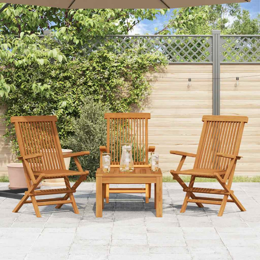 Folding Chairs 3 pcs for Garden & Outdoor Teak Wood