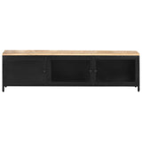 TV Cabinet 130x30x37 cm Solid Rough Mango Wood - Front View