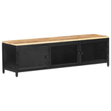 TV Cabinet 130x30x37 cm Solid Rough Mango Wood - Extra Image
