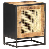 Bedside Cabinet 40x30x50 cm Rough Mango Wood and Natural Cane - Extra Image