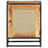 Bedside Cabinet 40x30x50 cm Rough Mango Wood and Natural Cane - Side View