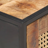 Bedside Cabinet 40x30x50 cm Rough Mango Wood and Natural Cane - Rear View