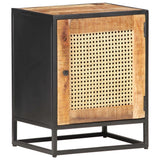 Bedside Cabinet 40x30x50 cm Rough Mango Wood and Natural Cane - Extra Image