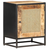 Bedside Cabinet 40x30x50 cm Rough Mango Wood and Natural Cane - Extra Image