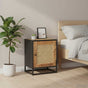 Bedside Cabinet 40x30x50 cm Rough Mango Wood and Natural Cane