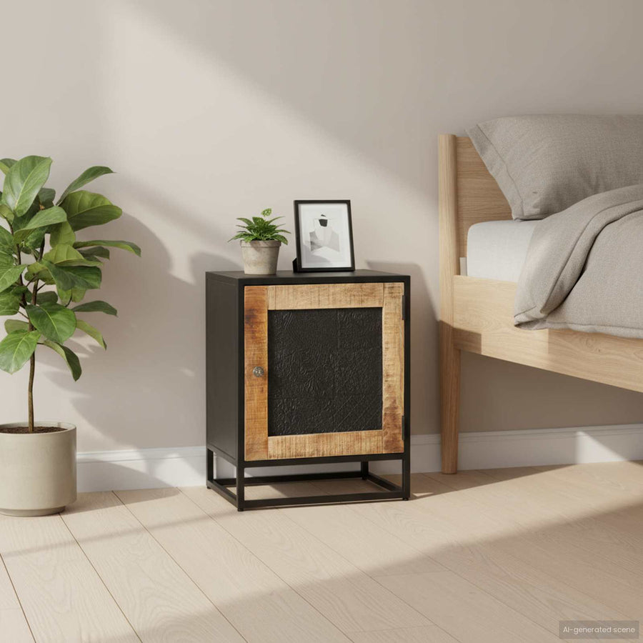 Bedside Cabinet 40x30x50 cm Rough Mango Wood