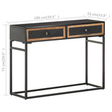 Console Table 100x35x75 cm Solid Mango Wood - Rear View
