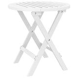 Folding Garden Table White Ø 46 cm Solid Wood Acacia - Front View