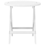 Folding Garden Table White Ø 46 cm Solid Wood Acacia - Side View
