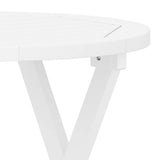 Folding Garden Table White Ø 46 cm Solid Wood Acacia - 45-Degree Angle