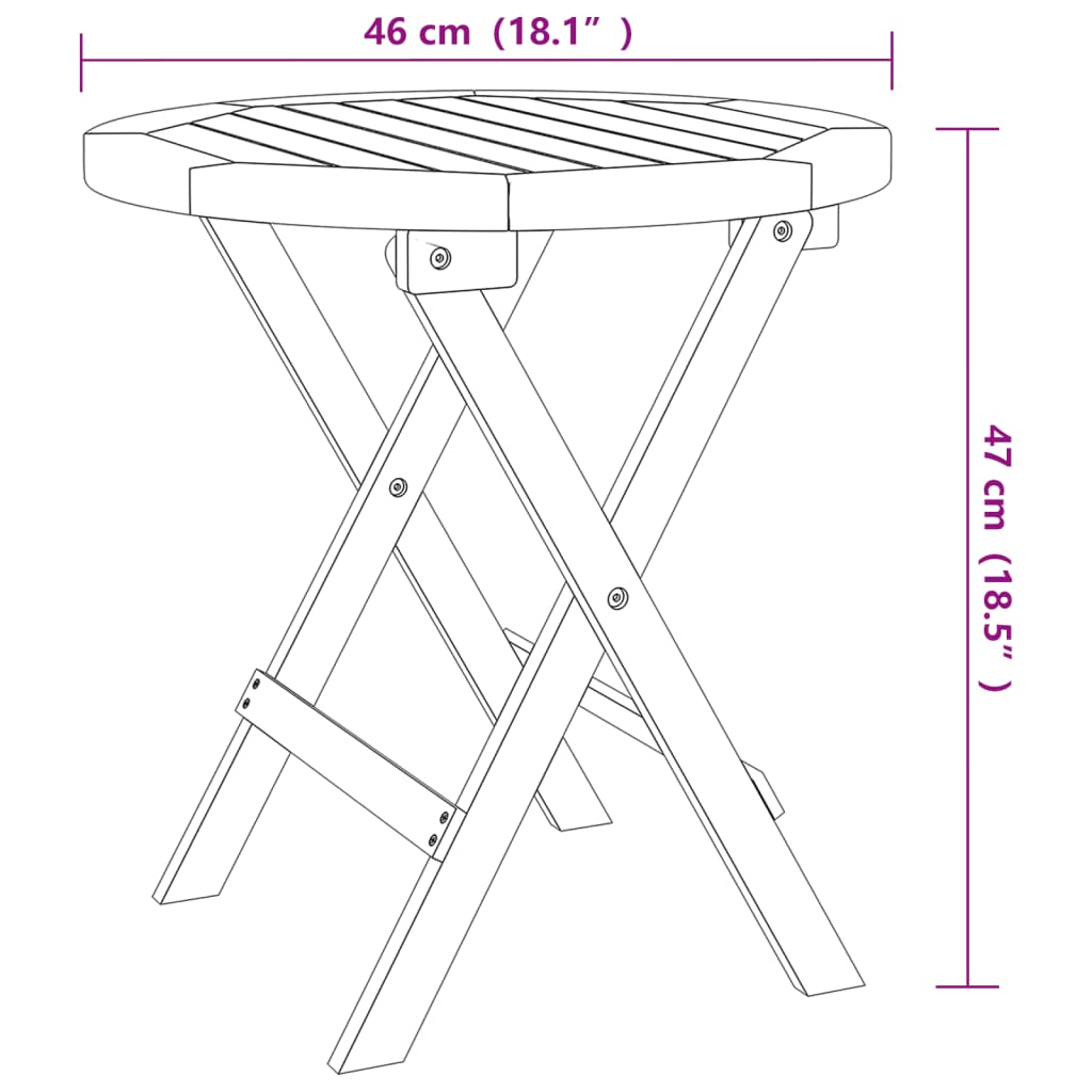 Folding Garden Table White ?46 cm Solid Wood Acacia