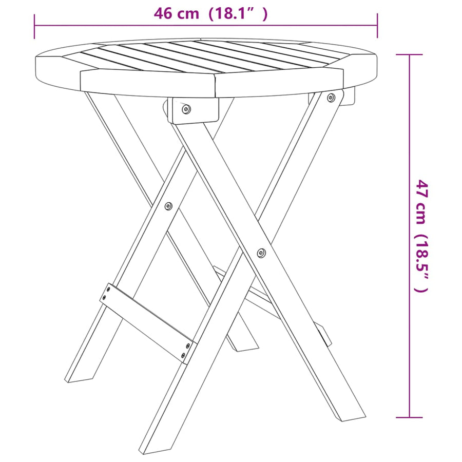Folding Garden Table White ?46 cm Solid Wood Acacia