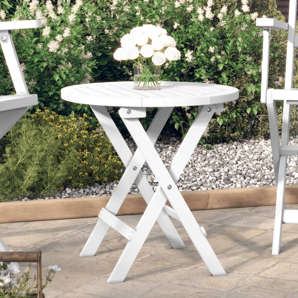 Folding Garden Table White ?46 cm Solid Wood Acacia