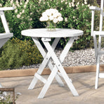 Folding Garden Table White ?46 cm Solid Wood Acacia