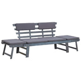 Garden Bench with Cushions 2-in-1 190 cm Grey Solid Acacia Wood - Front View