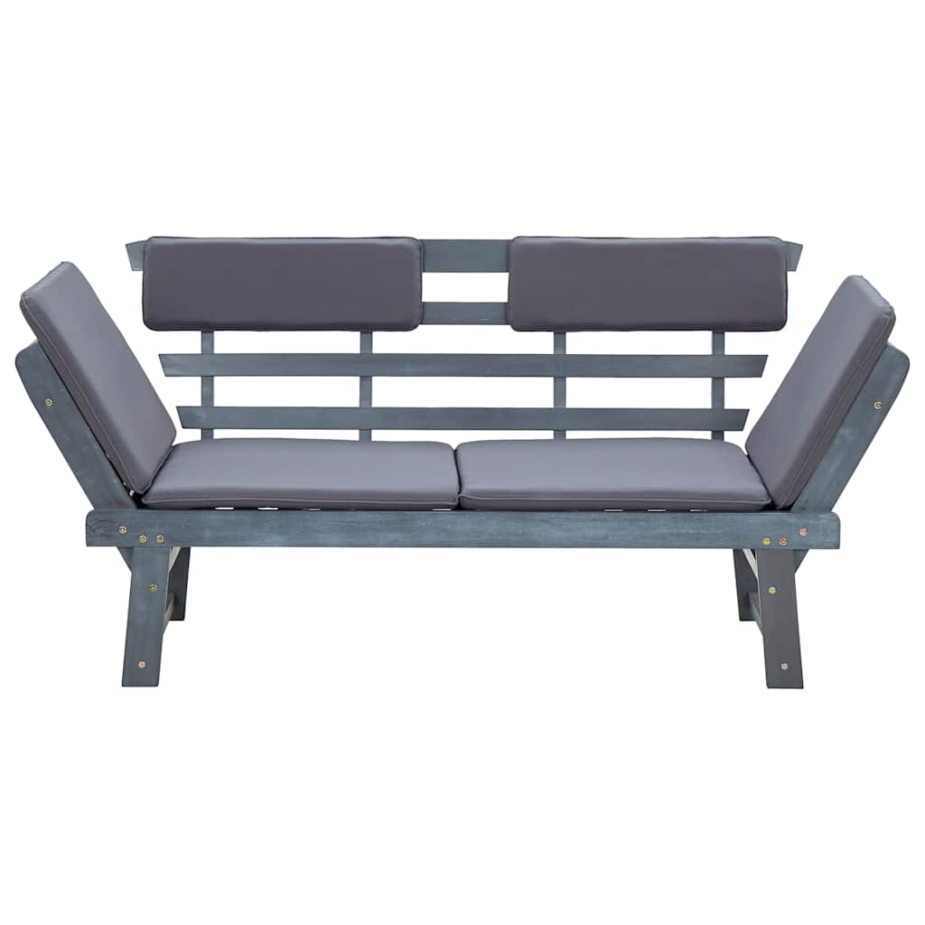 Garden Bench with Cushions 2-in-1 190 cm Grey Solid Acacia Wood