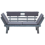 Garden Bench with Cushions 2-in-1 190 cm Grey Solid Acacia Wood - 45-Degree Angle