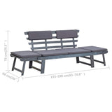 Garden Bench with Cushions 2-in-1 190 cm Grey Solid Acacia Wood