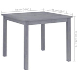 Garden Dining Table 88x88x74 cm Solid Acacia Wood - Rear View