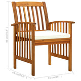 Garden Dining Chairs 3 pcs with Cushions Solid Acacia Wood - Extra Image