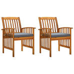 Garden Dining Chairs 2 pcs with Cushions Solid Acacia Wood
