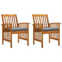 Garden Dining Chairs 2 pcs with Cushions Solid Acacia Wood