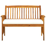 Garden Bench with Cushion 119 cm Solid Acacia Wood - Front View