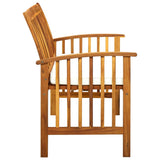 Garden Bench with Cushion 119 cm Solid Acacia Wood - Side View