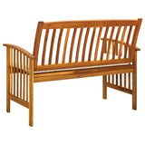 Garden Bench with Cushion 119 cm Solid Acacia Wood - 45-Degree Angle