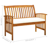 Garden Bench with Cushion 119 cm Solid Acacia Wood - Low Angle