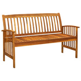 Garden Bench with Cushion 147 cm Solid Acacia Wood - Front View
