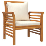 Sofa Chairs with Cream White Cushions 2 pcs Solid Wood Acacia - Side View