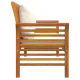 Sofa Bench with Cream White Cushions Solid Wood Acacia - 45-Degree Angle