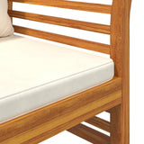 Sofa Bench with Cream White Cushions Solid Wood Acacia - Close-Up Angle