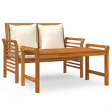 2 Piece Garden Lounge Set with Cream White Cushions Solid Wood - Front View