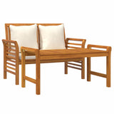 2 Piece Garden Lounge Set with Cream White Cushions Solid Wood - Side View