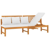Day Bed with Cream Cushion 200x60x75 cm Solid Wood Acacia - Front View