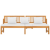 Day Bed with Cream Cushion 200x60x75 cm Solid Wood Acacia - Top-Down View