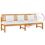Day Bed with Cream Cushion 200x60x75 cm Solid Wood Acacia - Rear View