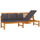 Day Bed with Grey Cushion 200x60x75 cm Solid Wood Acacia - Front View