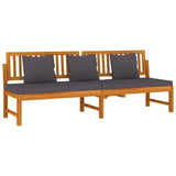 Day Bed with Grey Cushion 200x60x75 cm Solid Wood Acacia - Side View