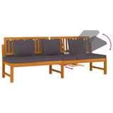 Day Bed with Grey Cushion 200x60x75 cm Solid Wood Acacia - Rear View