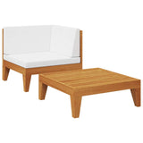 2 Piece Garden Lounge Set with Cushions Solid Acacia Wood - Front View