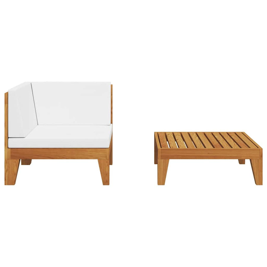 2 Piece Garden Lounge Set with Cushions Solid Acacia Wood