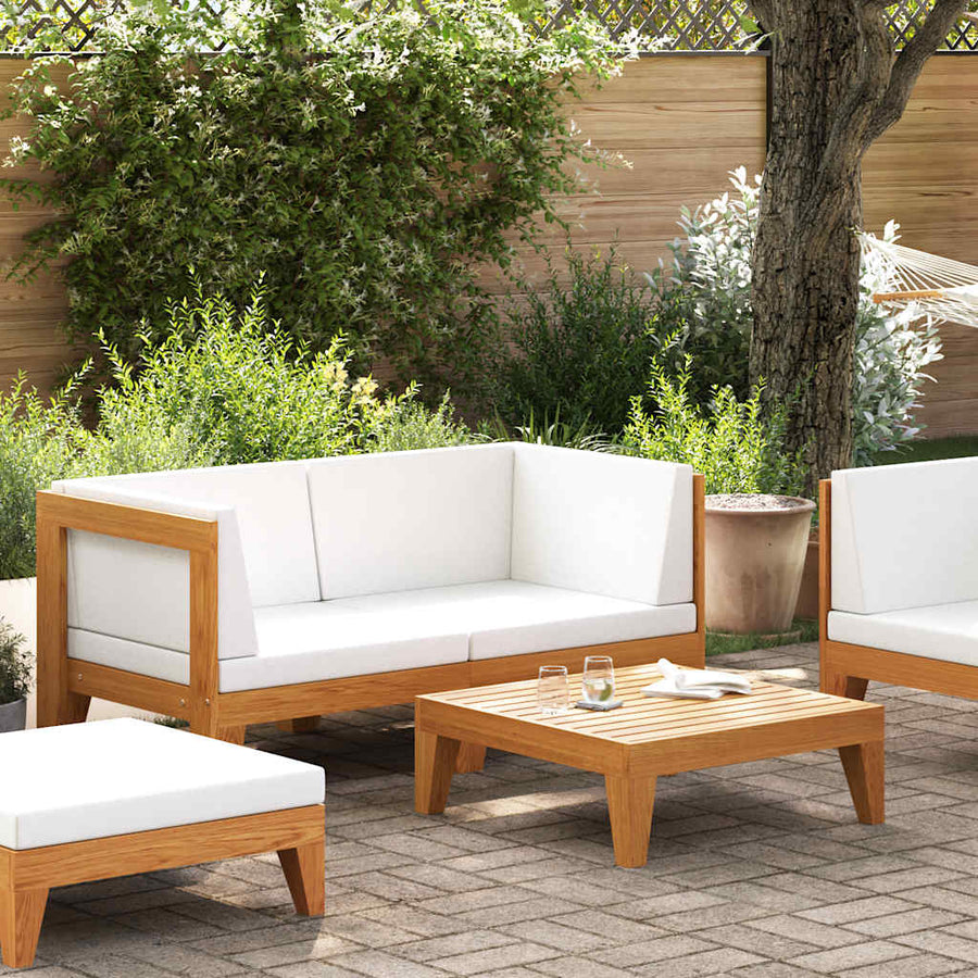 2 Piece Garden Lounge Set with Cushions Solid Acacia Wood