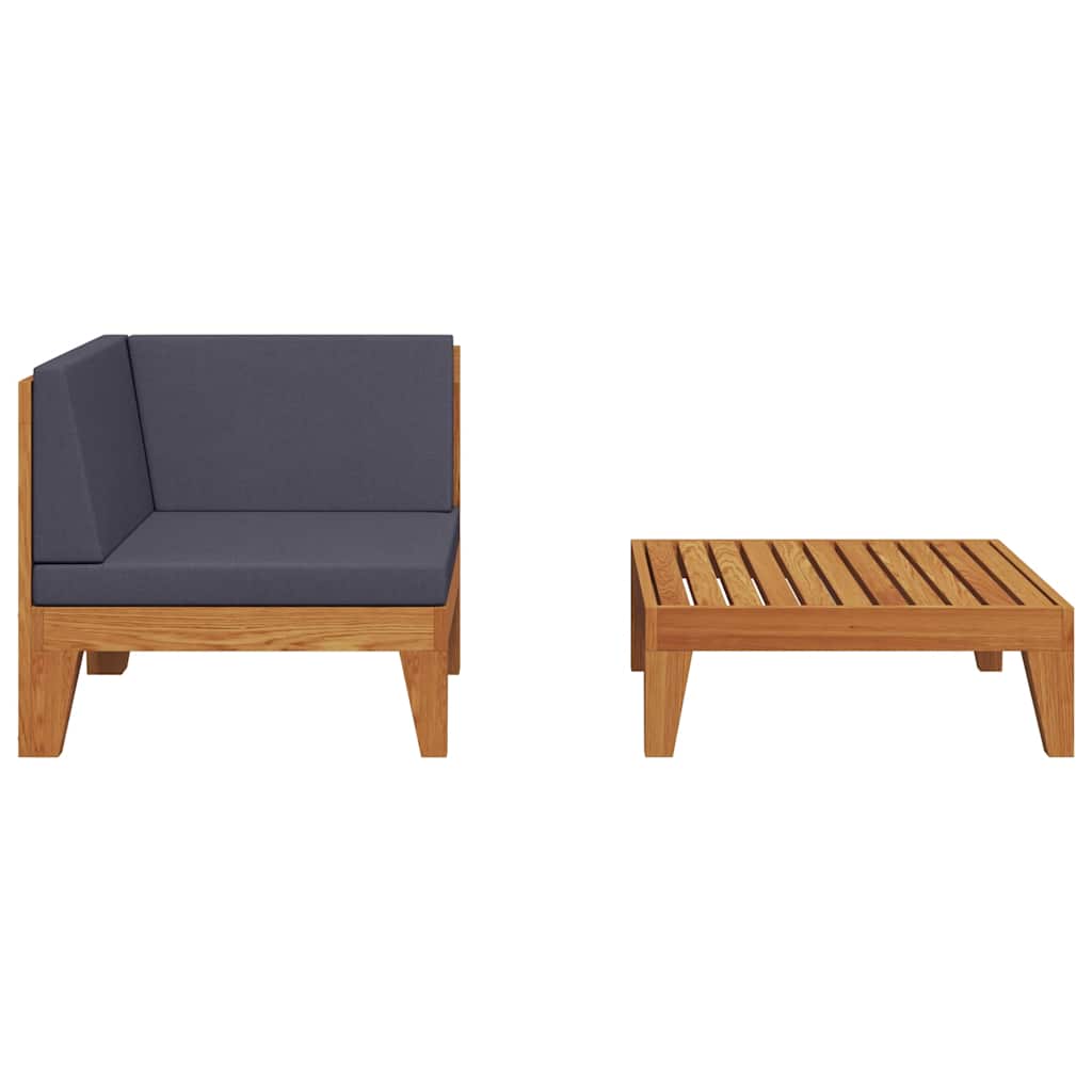 2 Piece Garden Lounge Set with Cushions Solid Acacia Wood