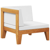 Sectional Corner Sofa & Cream White Cushions Solid Acacia Wood - Front View
