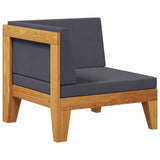 Sectional Corner Sofa and Dark Grey Cushions Solid Acacia Wood - Front View
