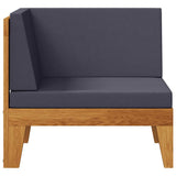 Sectional Corner Sofa and Dark Grey Cushions Solid Acacia Wood
