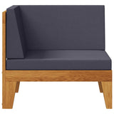 Sectional Corner Sofa and Dark Grey Cushions Solid Acacia Wood - Side View